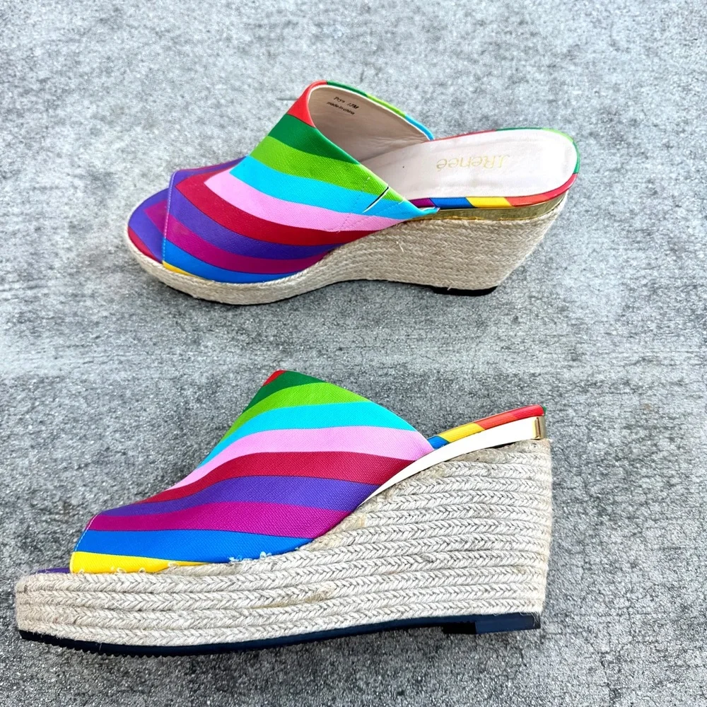 J. RENEE prys RAINBOW PLATFORM wedges heels slides sandals NEW 13 espadrilles
